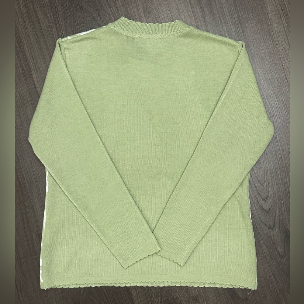Mint  Green Floral Knit Sweater - Picture 2 of 4